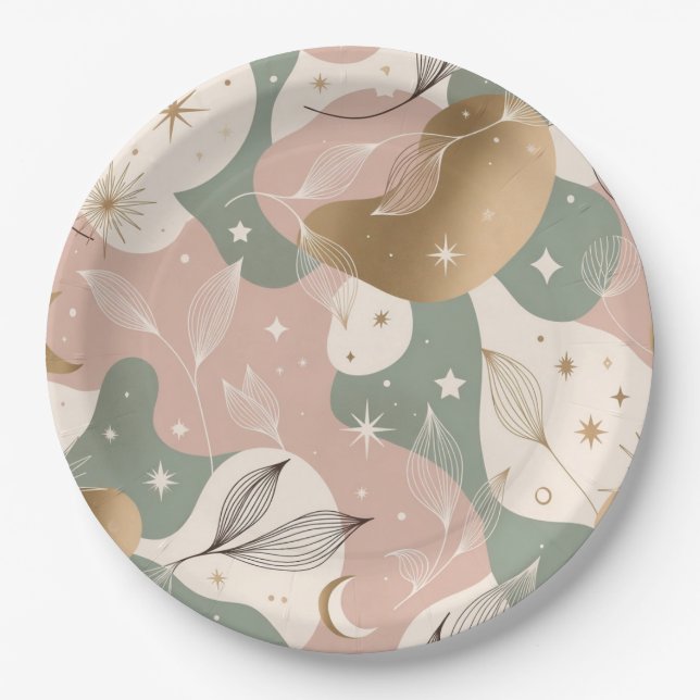 Prato de Papel de Design Místico Pastel Minimalist (Frente)