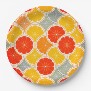 Prato de Papel de Festa de Fatias de Laranja e Lim