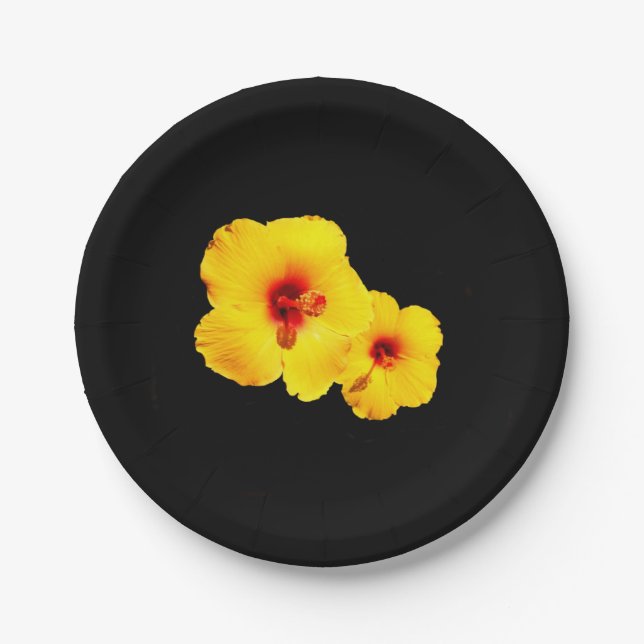 Prato de Papel de Hibisco Amarelo (Frente)