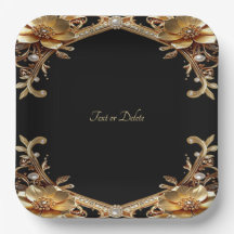 Prato de Papel de Moldura Dourada Elegante