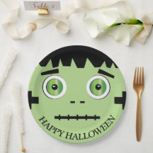 Prato de Papel de Monstro de Halloween