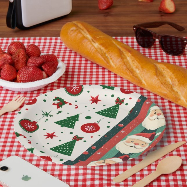 Prato de Papel de Natal – Papai Noel e Férias  (Piquenique)