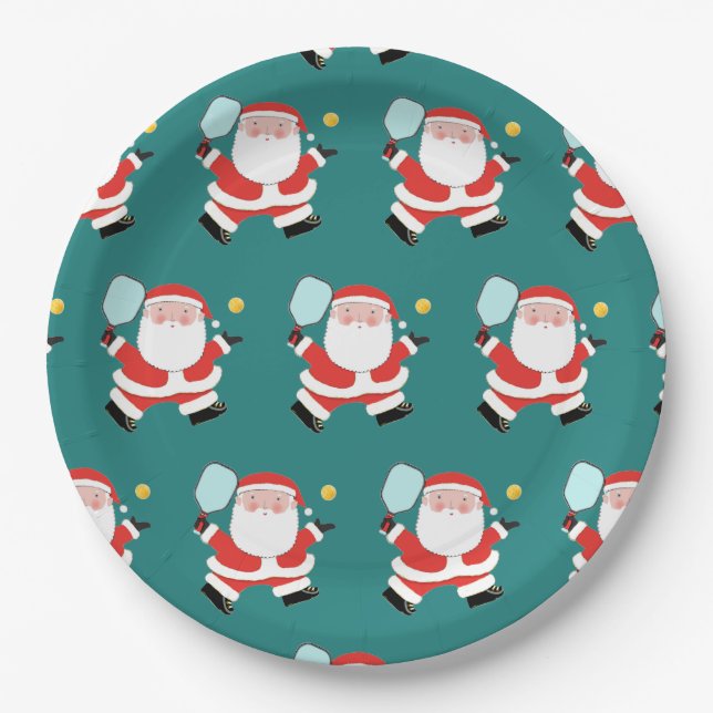 Prato de papel de Natal para pickleball (Frente)