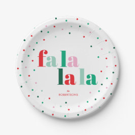 Prato de Papel de Natal Vermelho Verde Rosa Fa La