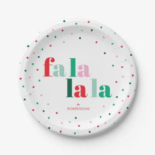 Prato de Papel de Natal Vermelho Verde Rosa Fa La