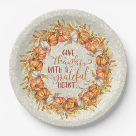 Prato De Papel Dê Obrigados Pumpkin Wreath