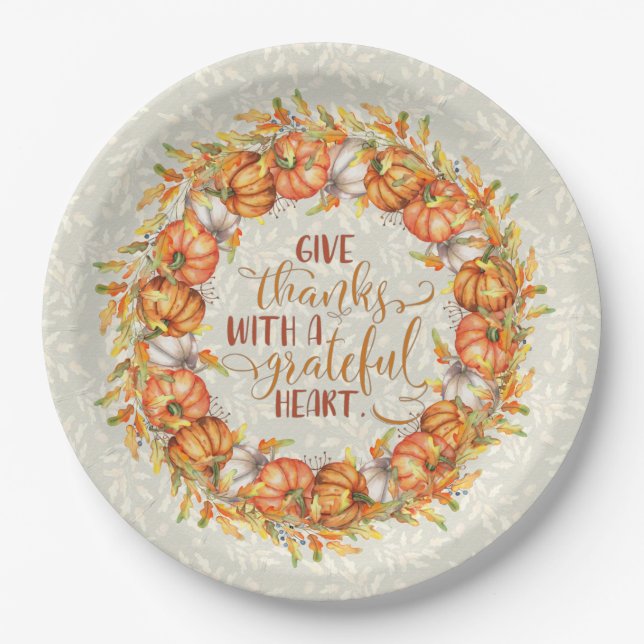 Prato De Papel Dê Obrigados Pumpkin Wreath