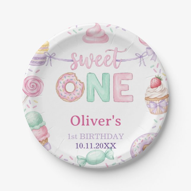 Prato de Papel de Sobremesa Pastel Sweet One Anive (Frente)