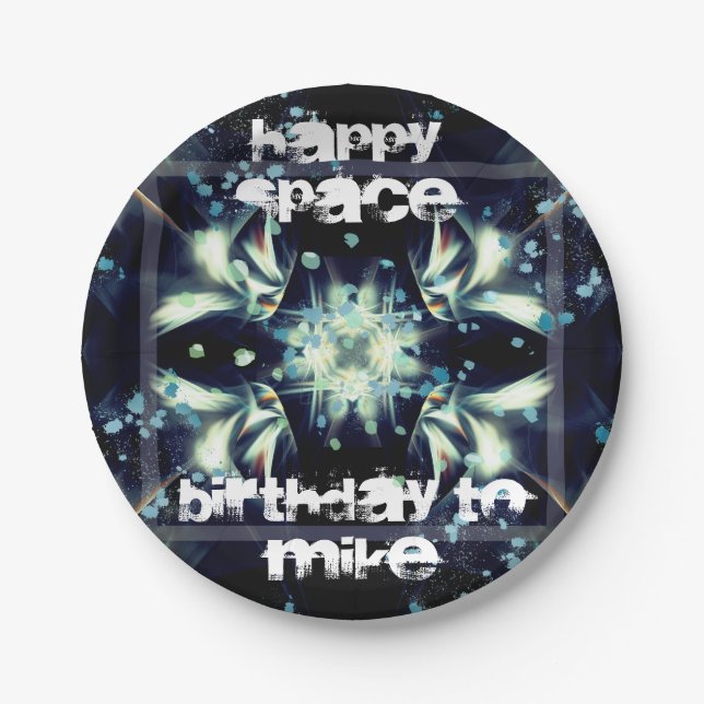 Prato De Papel Deco Star Space e seu texto (Frente)