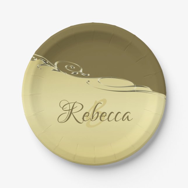 Prato De Papel Decoração de ouro de luxo em ouro militar (Frente)