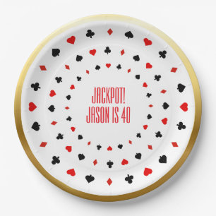 Prato De Papel Decoração do Partido Casino Personalizado, Cartões