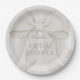 Prato De Papel Decoração Elegante de Chuveiro de Noiva com Laço
