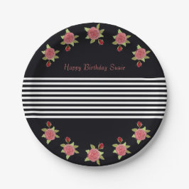 Prato De Papel Decoração Preta E Branca