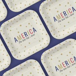 Prato De Papel Decorações Americanas para 4 de Julho