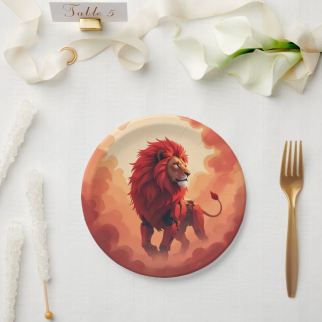 Prato De Papel Deep Crimson Glow – The Lion of Burning Destiny.   (Casamento)