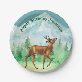Prato De Papel Deer Hunter Birthday Woodland