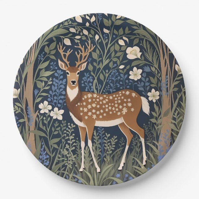 Prato De Papel Deer In Bluebell Forest William Morris Inspirou (Frente)
