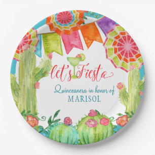 Prato De Papel Deixa festa de aniversário de Quinceanera do cacto