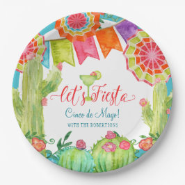 Prato De Papel Deixa o cacto Cinco azul de Mayo Margarita da