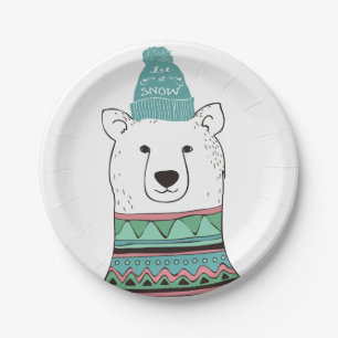 Prato De Papel Deixais lhe para nevar urso polar