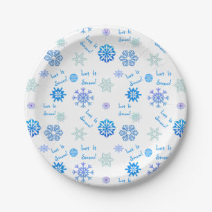 Prato De Papel Deixar que Neve Azul - Cor - De- Fundo
