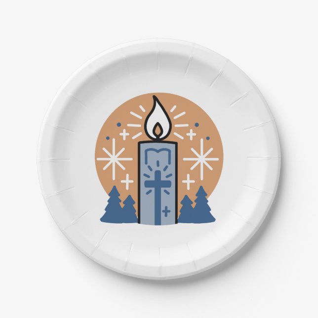 Prato De Papel Deixe a fé brilhar (Frente)