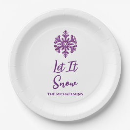 Prato De Papel Deixe-A Neves Púrpura Floco de Neve