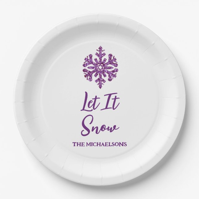 Prato De Papel Deixe-A Neves Púrpura Floco de Neve (Frente)