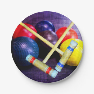 Prato De Papel Deixe-nos jogar o estilo do Grunge do Croquet