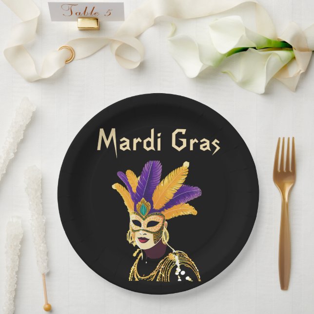 Prato De Papel "Deixe os bons tempos rolar: Celebração do Mardi G (Casamento)