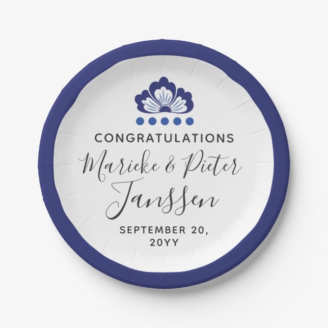 Prato De Papel Delfts Blauw Delft Blue Dutch Wedking Cake (Frente)