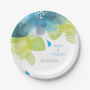Prato De Papel Delicar flores azuis casamento floral