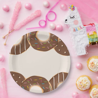 Prato De Papel Delícia de Donut de Chocolate 