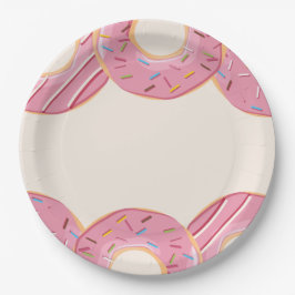 Prato De Papel Delícia de Donut Rosa 