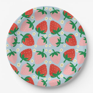 Prato De Papel Delícias de Frutas Silvestres Azul Pastel