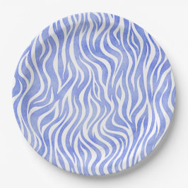 Prato De Papel Denim Blue Watercolor Zebra Print