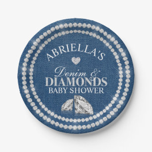 Prato De Papel Denim e Diamantes