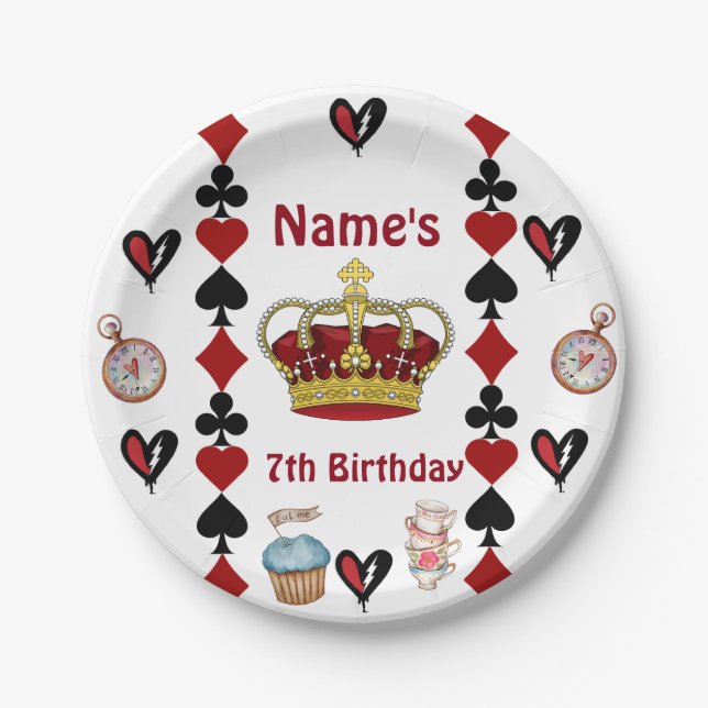 Prato De Papel descendants rise of red birthday party plates (Frente)