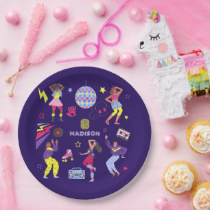 Prato De Papel Descoberta do Groovy Roller Disco Party Retro 80s