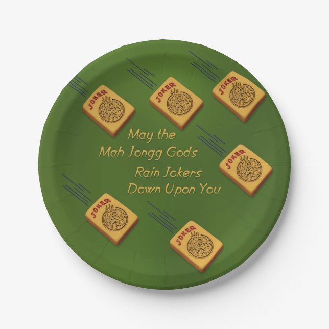 Prato De Papel Desejos do Mah Jong (Frente)