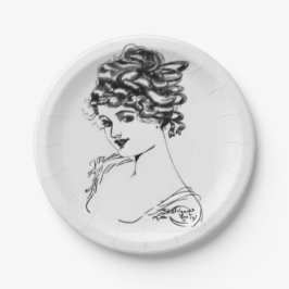 Prato De Papel Desenho 1917 da tinta de Nouveau da arte por meu