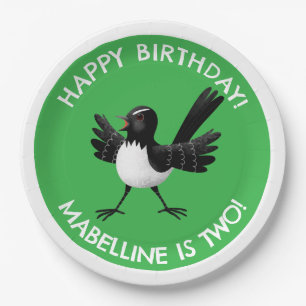 Prato De Papel desenho animado australiano Willie Wagtail