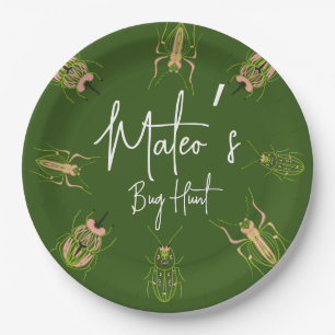 Prato De Papel Desenho da Mão de Aniversário da Caça de inseto