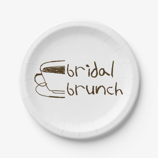 Prato De Papel Desenho de Caneca de Café Caprichoso de Brunch de  (Frente)