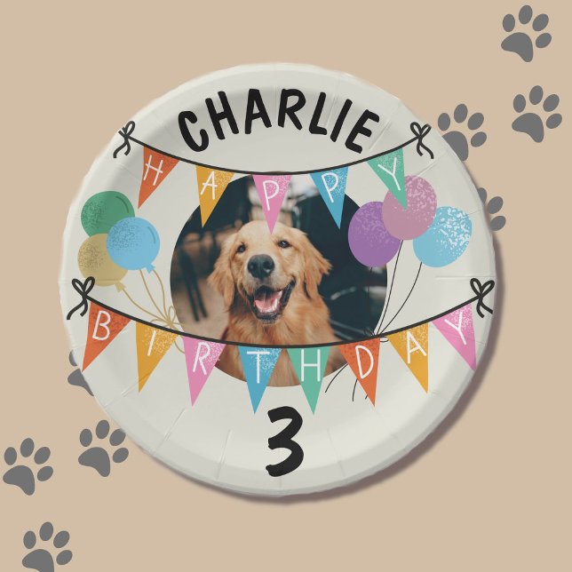 Prato De Papel Desenho de filhotes de aniversário de cães (Dogs Plate)