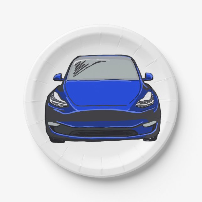 Prato De Papel Desenho do veículo elétrico azul SUV (Frente)