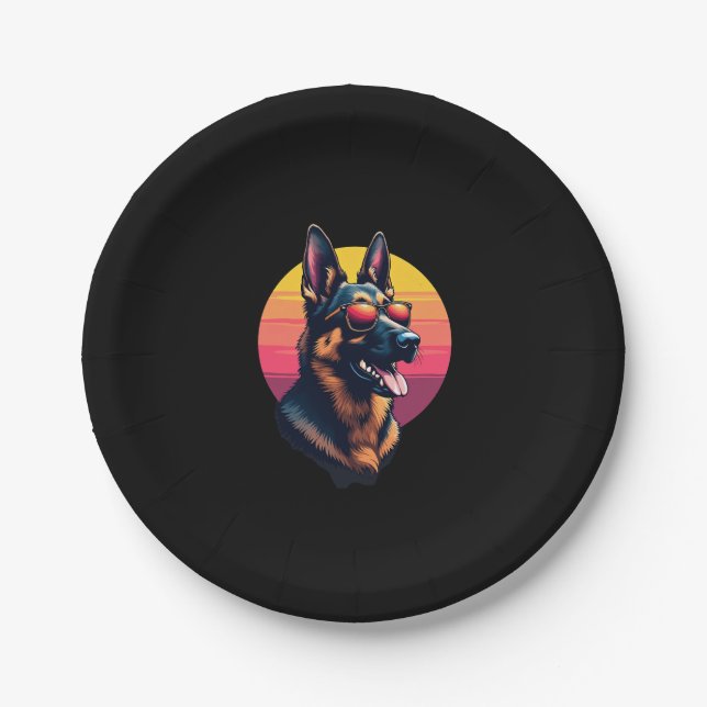 Prato De Papel Desenho Funcional De Cachorro De German shepherd F (Frente)