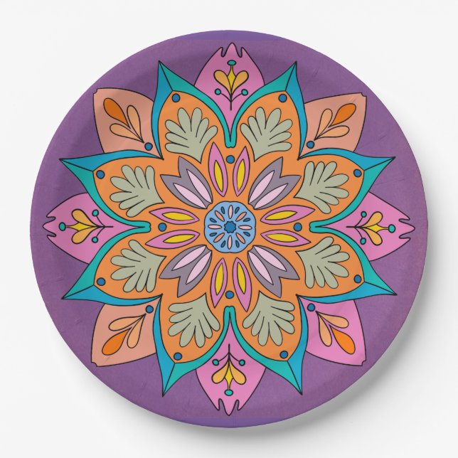 Prato De Papel Desenho Mandala Decorativo                         (Frente)