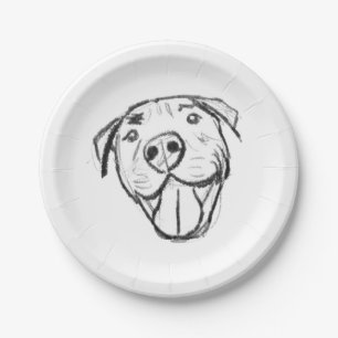 Prato De Papel desenho pitbull simples amantes de cães preto bran