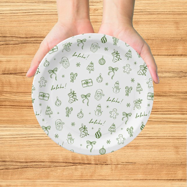 Prato De Papel Desenho Verde Caprichoso à Mão (Criador carregado)